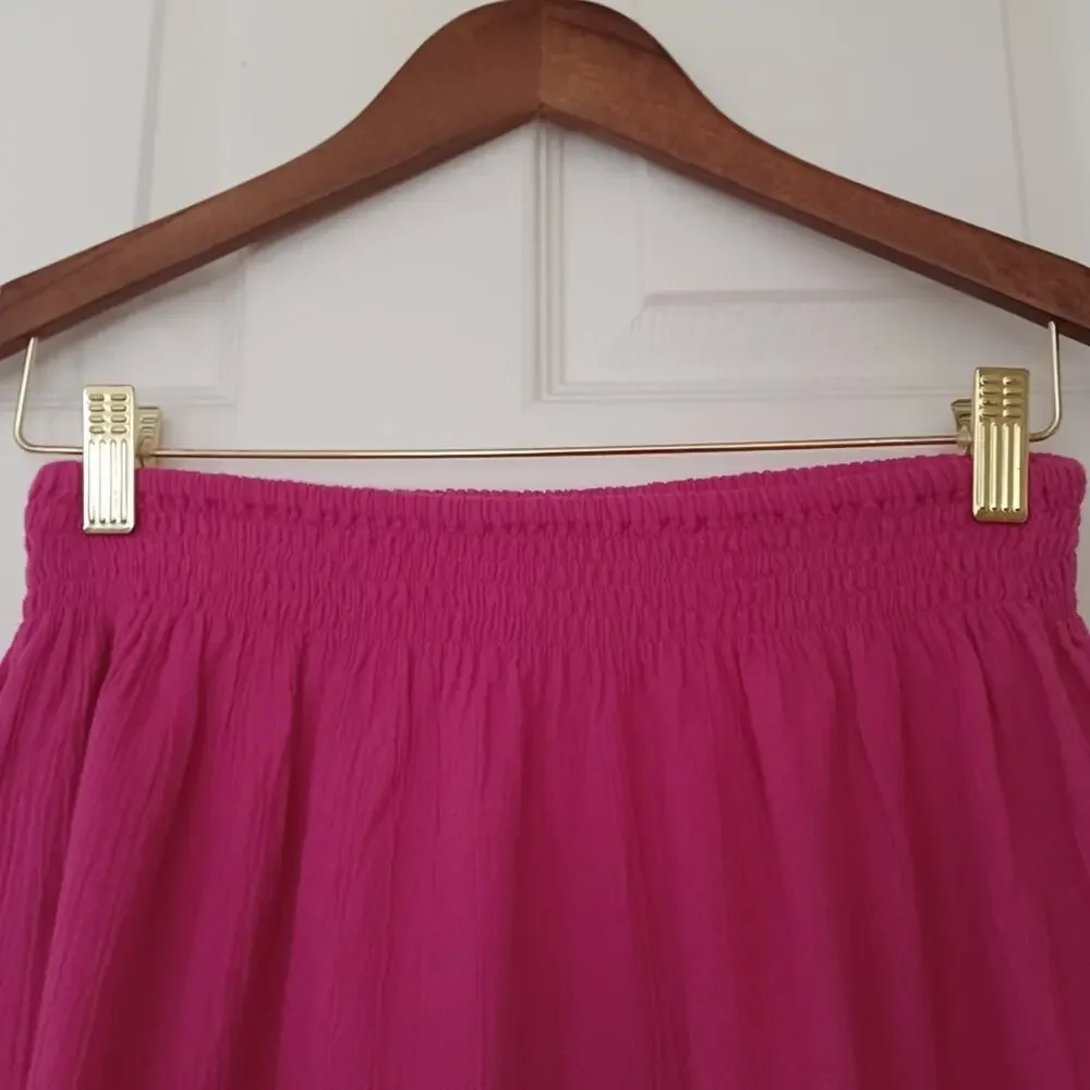 ELF Annabelle Linen Maxi Skirt Magenta Pink Elastic Waist M - Picture 6 of 10